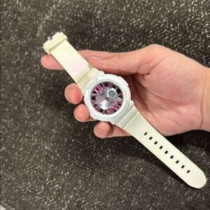 Casio White and Pink Analog Watch